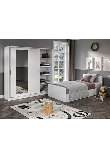 Kznhome Anemon 3 Parçalı Tek Kişilik Mdf Genç Odası Takımı - Tamamı 1. Ka