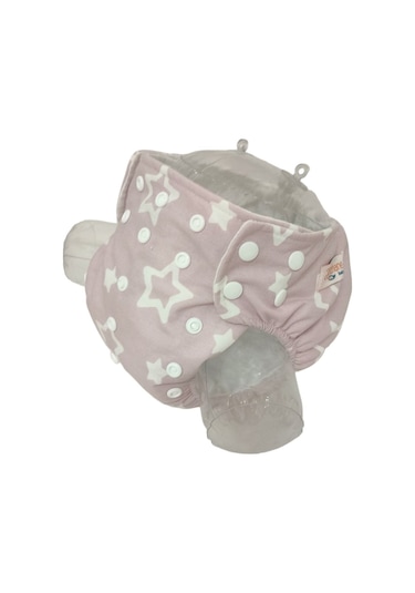 Bezhane Baby Çıt Çıtlı Yıkanabilir Bebek Bezi Pembe Beyaz Yıldızlı