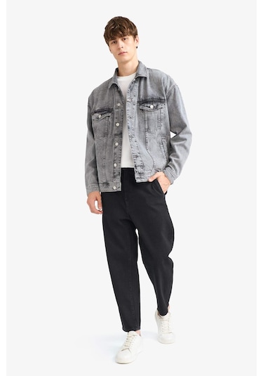 Defacto Oversize Geniş Kalıp Düğmeli Denim Ceket F4736ax25aunm18 Gri