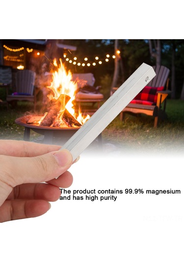 Tenfowee Kamp İçin Isıtma Aracı Yüksek Saf Magnesium Blok, 11.5x11.5x100mm, Taşaklı Ateşleme Seti, Dış Mekan Kullanıma Uygun Gümüş