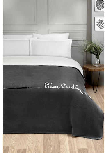 Pierre Cardin Pamuk Battaniye Logo Tek Kişilik Antrasit