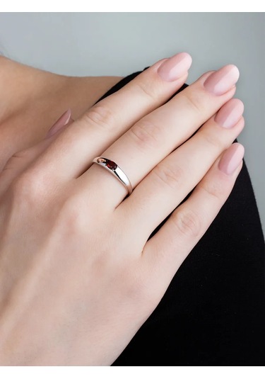 Uvelirnye Tradicii 925 Ayar Gümüşten Doğal Grenat Taşlı Yüzük 337433133 Gümüş