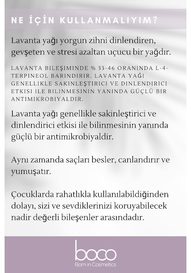 Boco Born In Cosmetics %100 Saf Lavanta Uçucu Yağı 10 ML