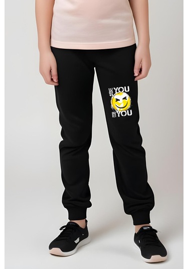 Be You Emoji Baskılı Kız Çocuk Tişört Ve Eşofman Alt-üst Takım Somon