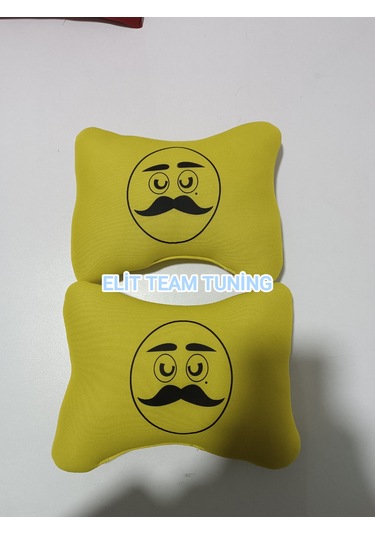Bıyıklı Emoji Kelebek Yastık 2 Li Sarı