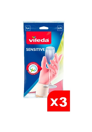 Vileda Sensitive Bulaşık Eldiveni Büyük Boy 3'lü L-9