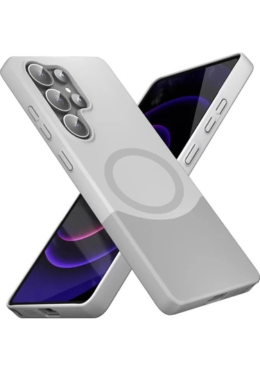 Samsung Galaxy Uyumlu S25 Ultra Kılıf Magsafe Şarj Kartlıklı Mıknatıslı Duble 1.7mm Kapak Kart Bölmeli Laci