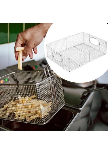 Homyl Restoran Için Paslanmaz Çelik Kızartma Sepeti Tava Ekmek Gümüş