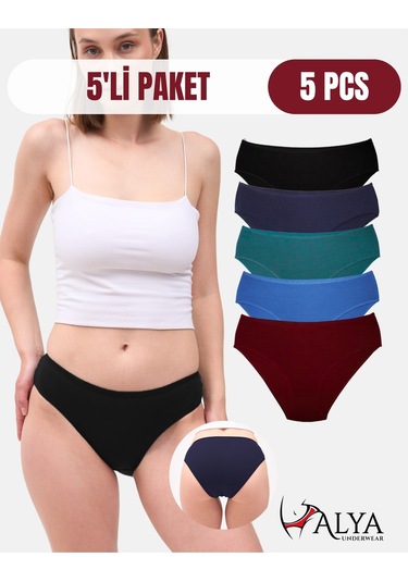 Alya Underwear Kadın Pamuklu Hipster - Slip Külot 5 Farklı Renk 1 Pakette P24