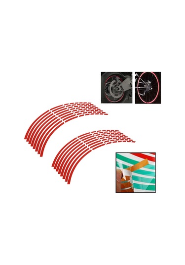 Reedark 16 Adet Kırmızı Pet Jant Sticker - 16-18 İnç Jantlar İçin Yalıtkan, Su Geçirmez, Dayanıklı Yansıtıcı Şerit