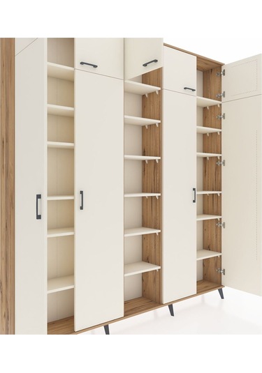 Arges Dolap 18 Raflı 9 Kapaklı 220x30x243 Çam-aytaşı/aytaşı Aytası/aytası