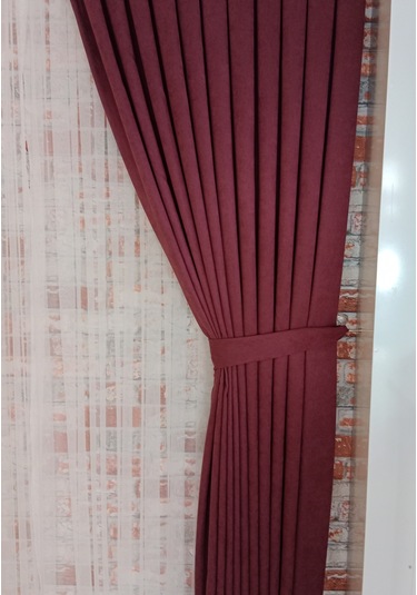 Mürdüm Renk Fon Kadife Perde Çift Kanat 1/3 Sık Pileli Dikim V-40 Mürdüm