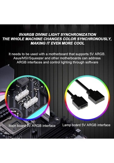 Wezone Anakart Ekran Kartı Işıklı Dekoratif Şerit, 5v 3pın Argb Işık Senkronizasyonu, Silikon Boru, X8/x12 Boyutları