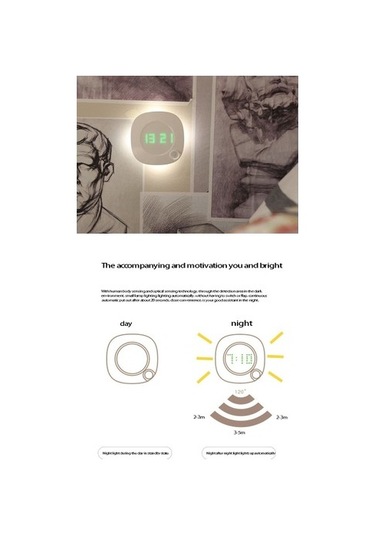 Goldenqian Ev Oturma Odası Dekor Sensör Led Duvar Saati Dijital Zaman Gece Lambası U2fgtv Beyaz