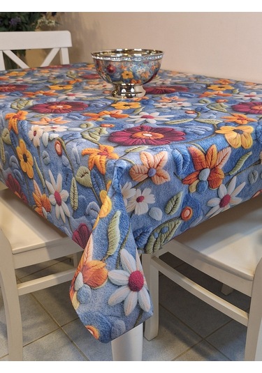 Kumaş Dokulu Tabanı Silikonlu Yıkanabilir Silinebilir Ütülenebilir Kaymaz Dekoratif Masa Örtüsü Brs020 Çok Renkli
