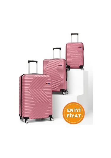G&d Polo Suitcase Abs 3'lü Gül Kurusu Lüx Valiz Seyahat Seti 600.08-set Gülkurusu