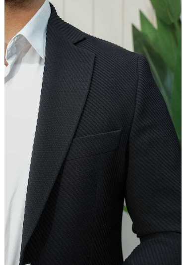 Bys Beystil Sivri Yaka Siyah Ceket 351 - Slim Fit