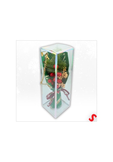 Pvc Kutulu Kokinalı 26cm X 8,5cm Yılbaşı Buketi - Yeşil