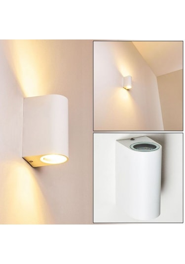 Çift Yönlü Dekoratif Beyaz Aplik -3 Renk Tercihli Ampüller Dahil Beyaz