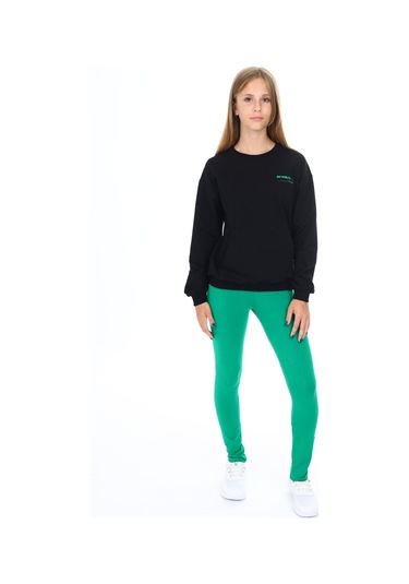 Toontoy Kız Çocuk Baskılı Taytlı Takım Siyah