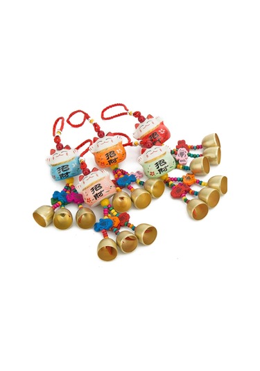 Açık Dekorasyon Seramik Rüzgar Çanları Şanslı Servet Kedi Rüzgar Çanları Araba Süsleme