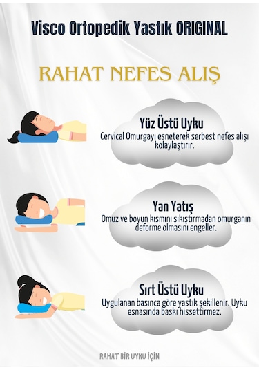 Visco Ortopedik Yastık Destekli Çift Yükseklik Yastık Taşıma Çantalı Beyaz Mavi