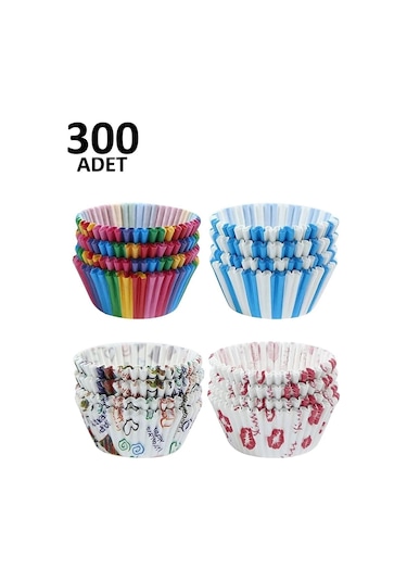 300 Adet Muffin Cupcake Kağıdı, Renkli Kağıt Muffin Kek Kalıbı Çok Renkli