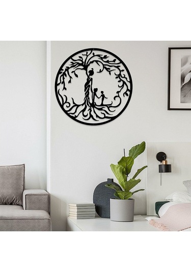 Konesam Metalik Duvar Dekoru, Yaşam Ağacı Figürü, Ev Ve Bahçe İçin Dekoratif Sanat Parçası, 30x30cm