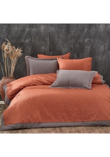 Nazik Saten Nevresim Takımı Çift Kişilik Amanda Kiremit