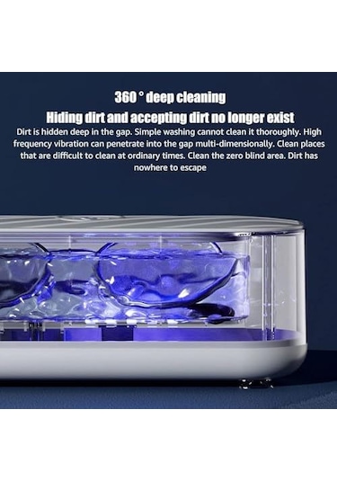 Hombey Minik Ultrasonik Temizleyici - Derinlemesine Temizleme, Gümüş, Gözlük, Para, Kolye Ve Makyaj Fırçaları İçin Taşınabilir Aleti