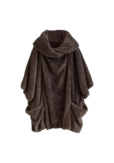 Novahub Kadınlar Casual Katı Balıkçı Yaka Büyük Cepler Pelerin Vintage Büyük Boy Palto Kahve Kahverengi - 4xl Kahverengi