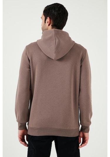 Buratti Regular Fit Kapüşonlu Kanguru Cepli Içi Tüylü Yumuşak Şardonlu Erkek Sweat 5905281 Toprak