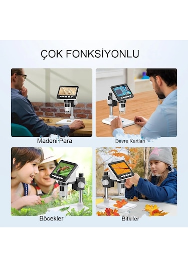 Dijital Mikroskop 1080p Lcd Ekran Usb Hd Mikroskop 50x-1000x