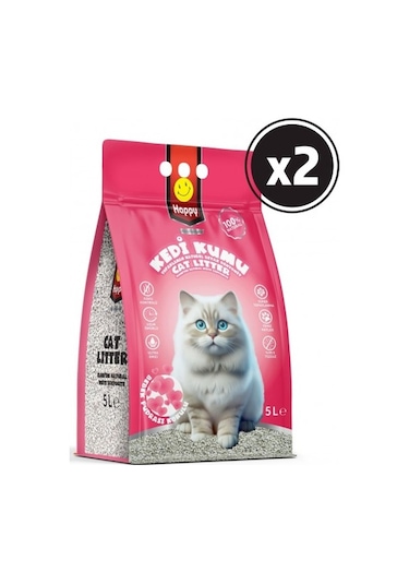Happy Topaklanan Bentonit Bebek Pudralı Kedi Kumu 2 x 5 L