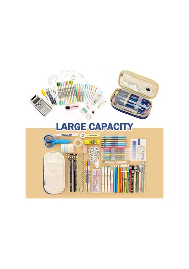 Genişletilebilir Büyük Kapasiteli Okul Ve Ofis Kalem Kutusu - Pratik Ve Dayanıklı Çok Bölmeli Kalemlik Lacivert