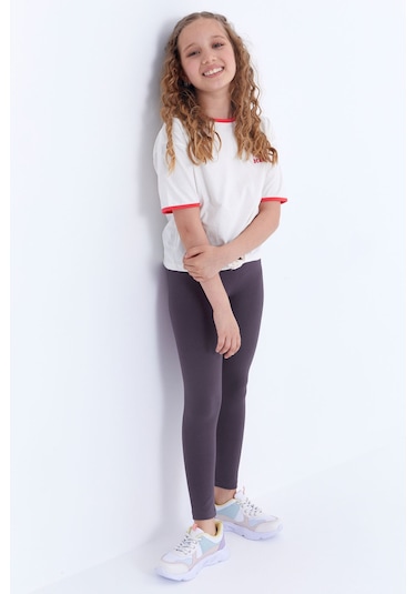 Tommylife Tommy Life Eflatun Yüksek Bel Dar Paça Kız Çocuk Tayt - 75047 Eflatun
