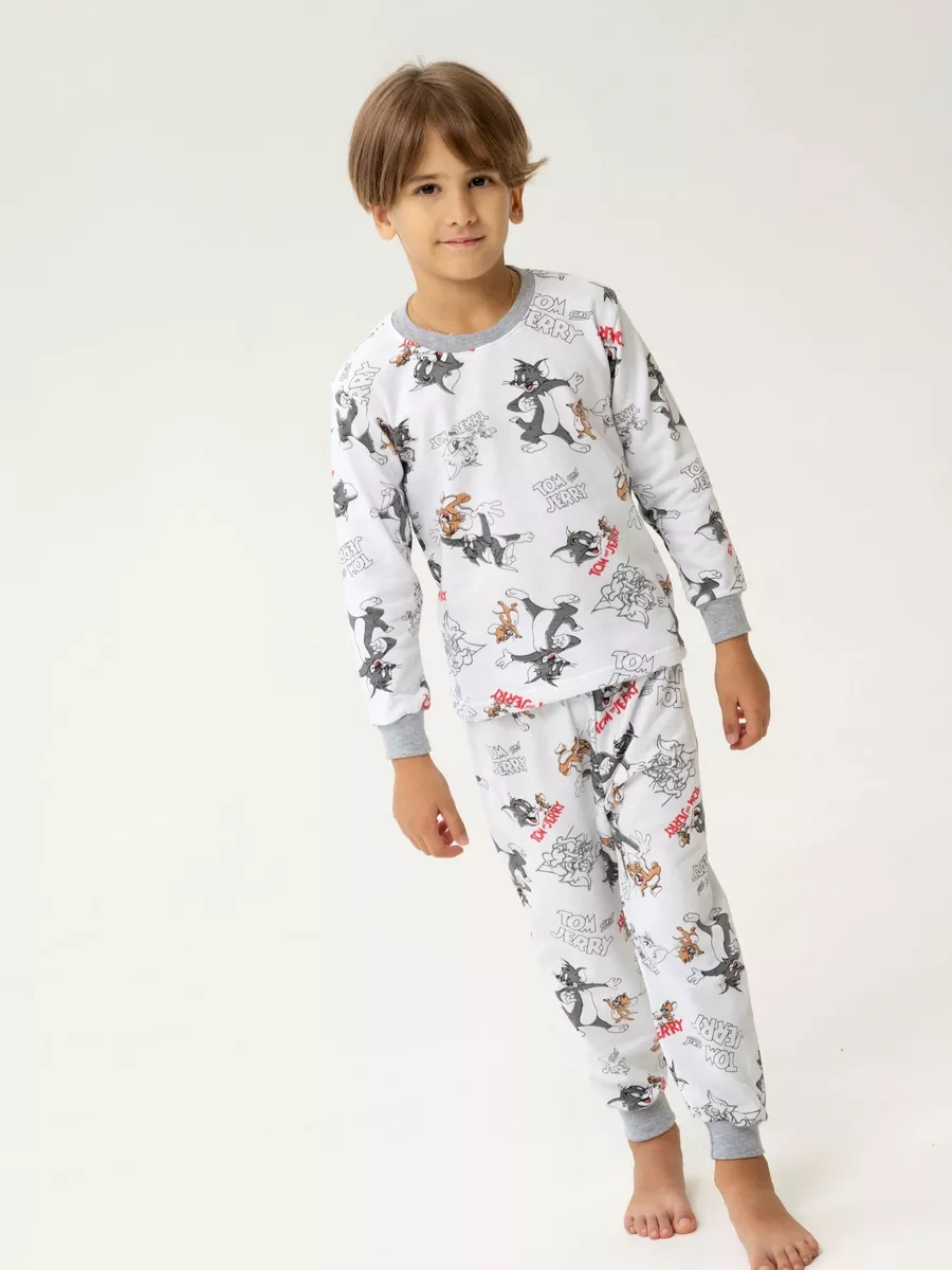 Lapula : &promokot Tom Ve Jerry Baskılı Çocuk Pijama Takımı Sıcak 188453059 Beyaz