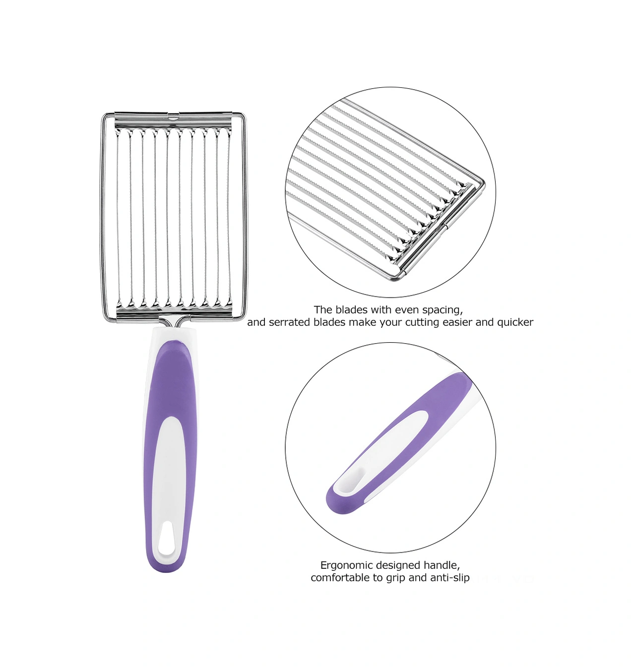 Xiyyadms Stainless Steel Multifunctional Gıda Dilimleyici - Ham, Peynir, Misket Et Ve Daha Fazlasını Eşit Dilimlere Ayırır - Ergonomik Anti-kayma Kolu - Mutfak Aleti Mavi Mavi