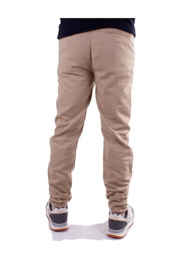 Twister Slim Jogger-011 Bej Yüksek Bel Dar Paça Erkek Keten Pantolon 001