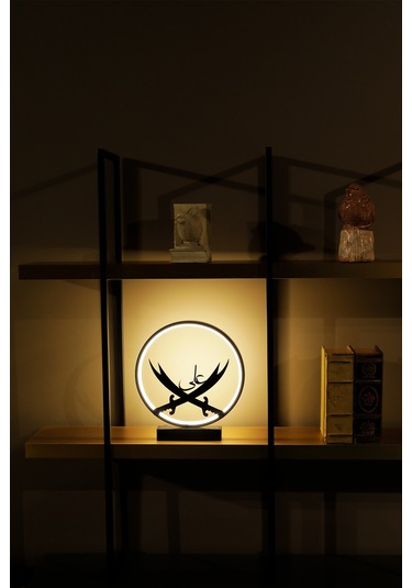 Zülfikar Kılıcı Metal Led Masa Lambası Çift Ve Ali Yazılı Dekoratif Işıklı Gece Lambası Zulfıkar