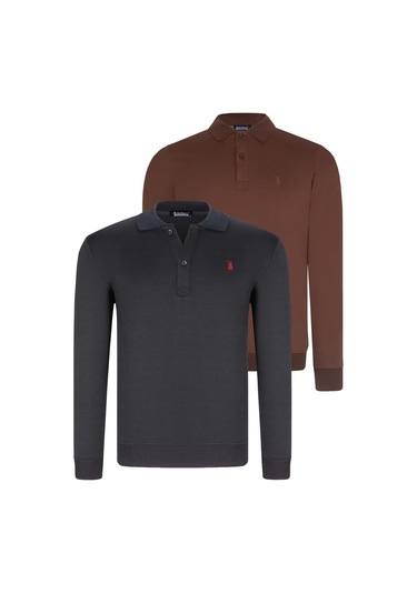 İkili Set V4007 Dewberry Erkek Sweatshırt-lacivert-kahve Lacivert-kahve