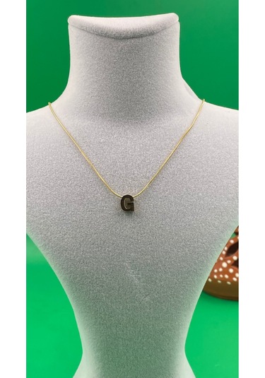 14k Altın Renginde G Harf Minimal Model Çelik Kadın Kolye Altın