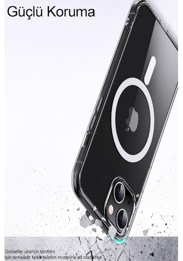 Apple Uyumlu iPhone 14 Plus Kapak Magsafe Kablosuz Şarj Destekli Şeffaf Kapak