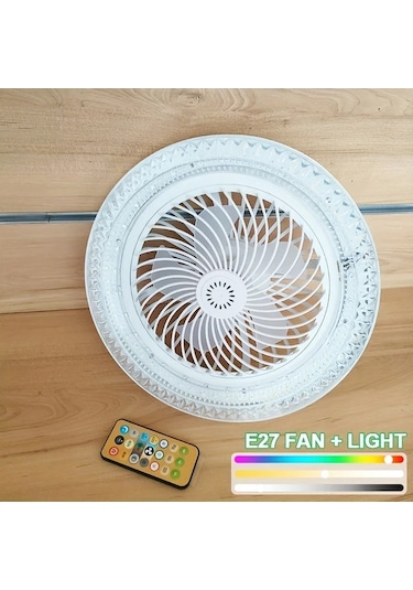 Cordial Kristal Şeffaf Abajurlu İç Mekan Aydınlatma Vantilatör 2si 1 Arada Tavan Akıllı Fan Lambası Uzaktan Kumandalı 360 Dönebilen Led Tavan Vantilatörü 3 Hız Ayarlı