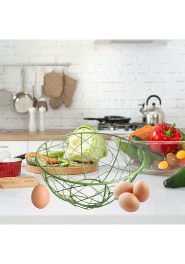 Trendooze Yılbaşı Partisi Sebzeli Meyve Depolama Sepeti Yeşil Yeşil