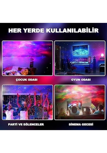 Astronot Gece Lambası Galaxy Projektör Led Galaksi Işık Projektörü Çok Renkli Nebula Galaksi Yıldızl Çok Renkli