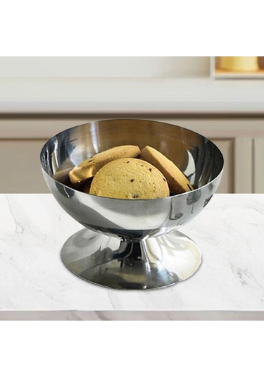 Homyl Paslanmaz Çelik Dondurma Fincan Tatlı Parti Bebek 6cm Gümüş