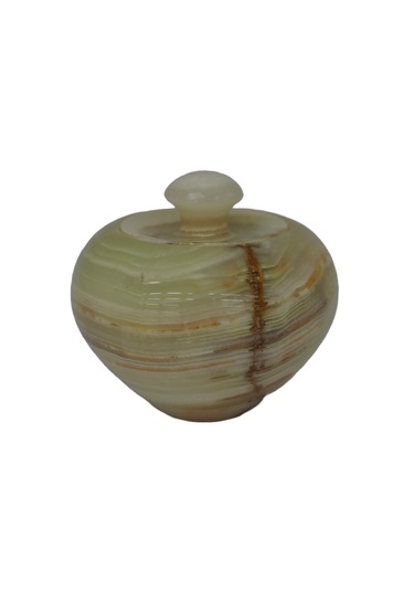 El Yapımı Oniks Doğal Taş Elma Model Şekerlik - 5 İnç Dekoratif