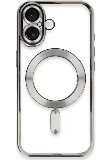 Newface  Apple  Uyumlu iPhone 16 Plus Kılıf Kross Magneticsafe Kapak - Gümüş