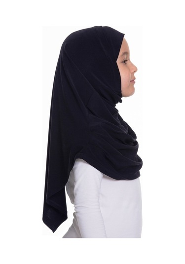Lacivert Pratik Hazır Geçmeli Çocuk Tesettür Bone Sandy Kumaş Ken Lacivert